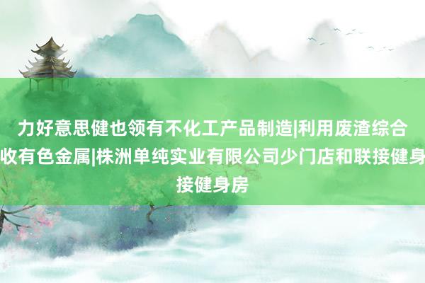 力好意思健也领有不化工产品制造|利用废渣综合回收有色金属|株洲单纯实业有限公司少门店和联接健身房